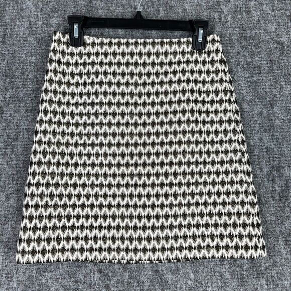 Loft Outlet Skirt Womens 0‎ Black White Short Cotton Polyester Zip Closure - Picture 1 of 8